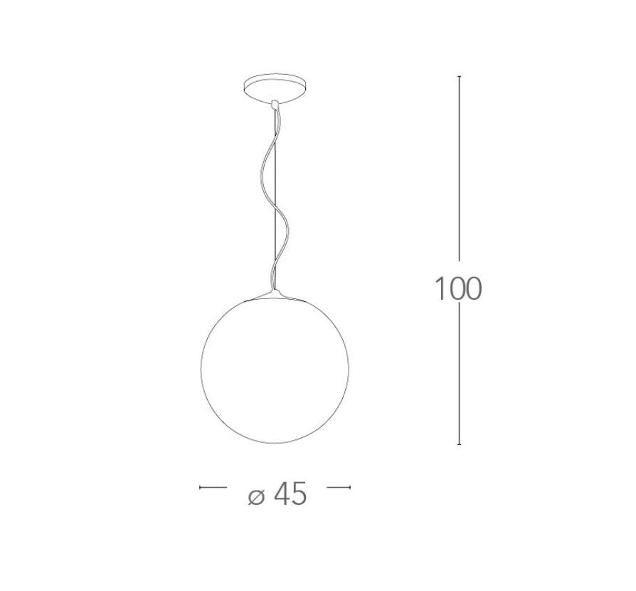 Sospensione sfera vetro bianco 1XE27 non incl. struttura in metallo cromato D.45cm CITY Sospensione sfera vetro bianco 1XE27 non incl. struttura in metallo cromato D.45cm CITY